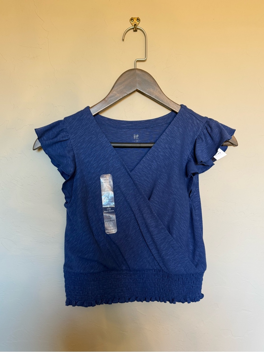 GAP Kids Navy Ruffle Sleeve Wrap Top